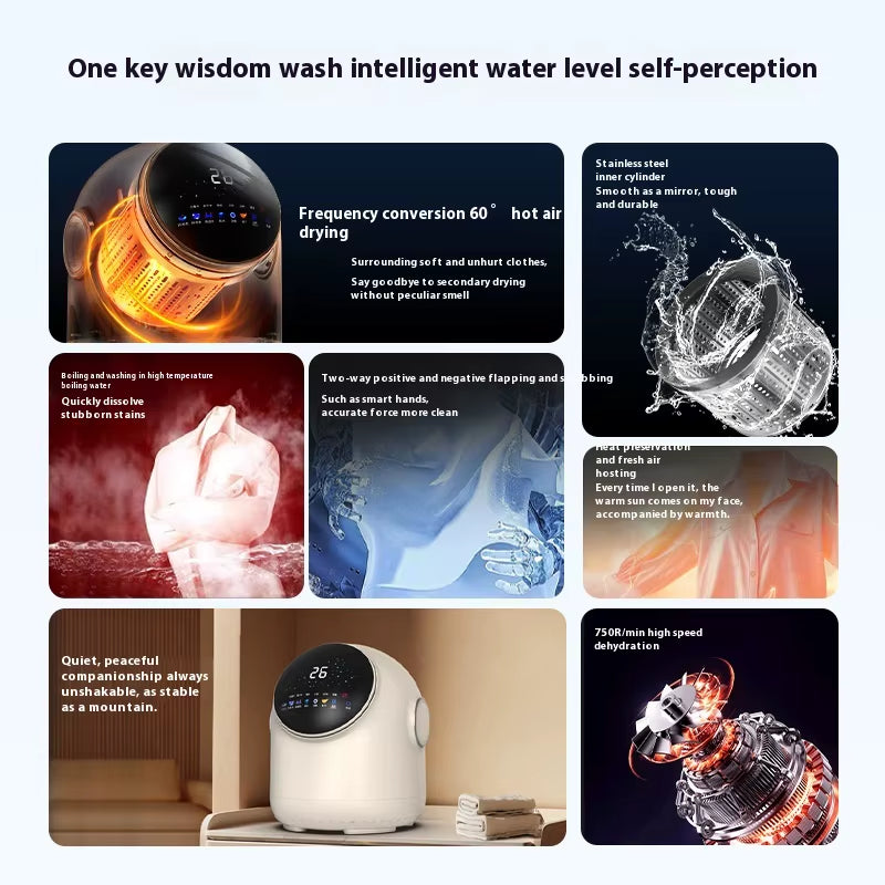 0.5Kg Small High-Temperature Full-Automatic Underwear Washing Machine Disinfection Sterilization Drying Mini Washing Machine