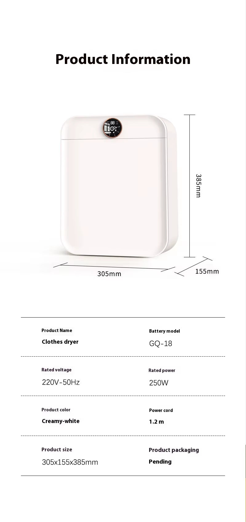 Hotselling Smart UV Mini Electric Clothes Dryer Compact Portable for Baby and Women for Home Hotel and Outdoor Use Automatic